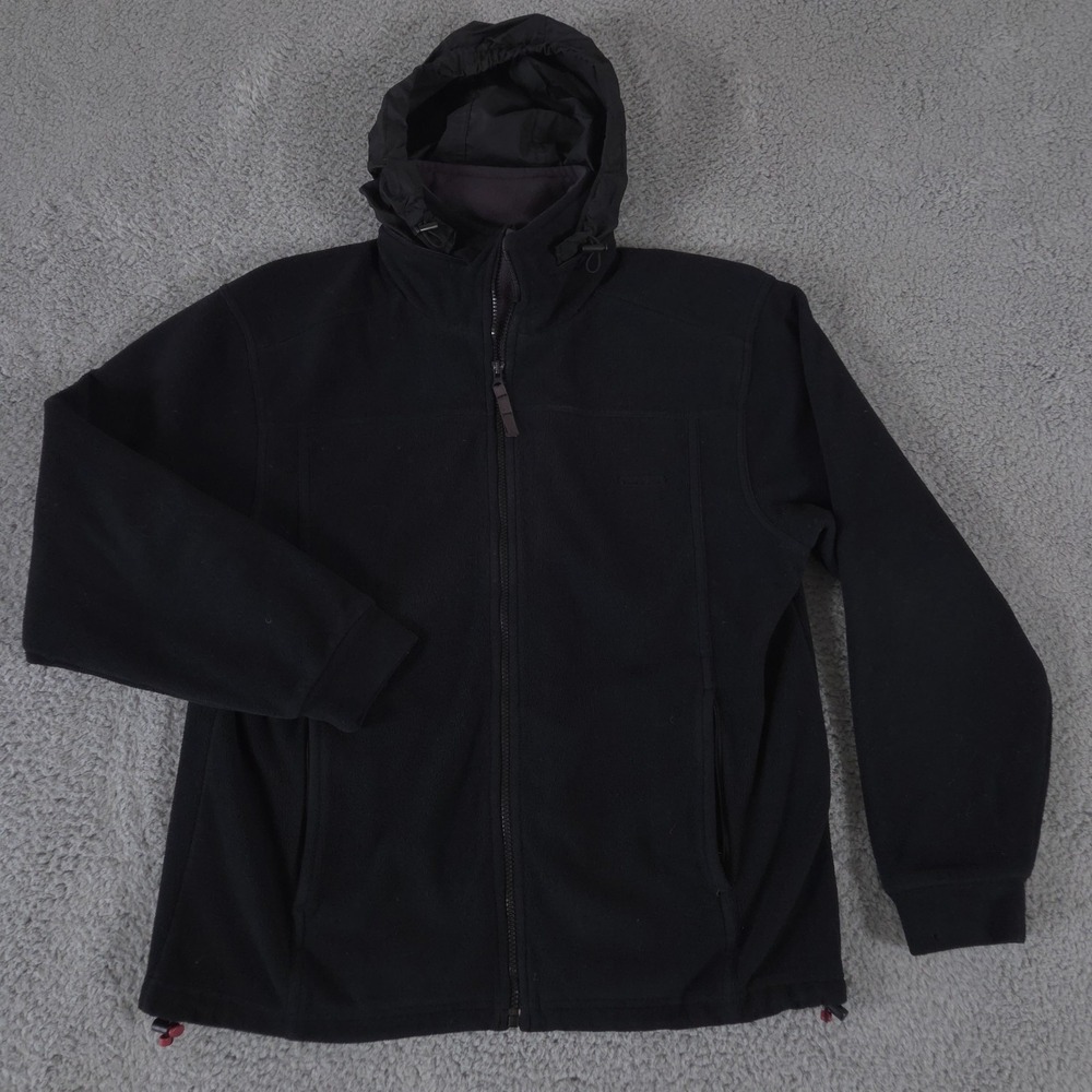 Peter Storm Jacket Mens Small Black Coat Full Zip Fleece Removable Hood Warm